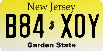 NJ license plate B84XOY