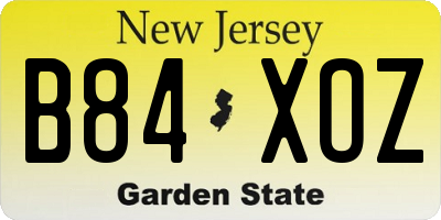 NJ license plate B84XOZ