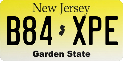 NJ license plate B84XPE