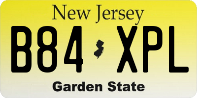NJ license plate B84XPL