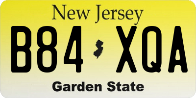 NJ license plate B84XQA