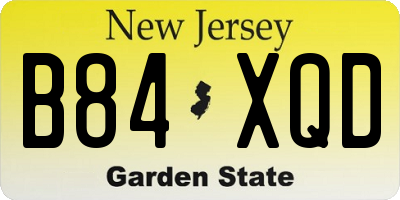 NJ license plate B84XQD