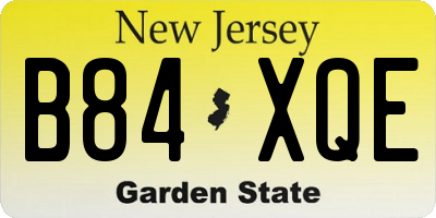 NJ license plate B84XQE
