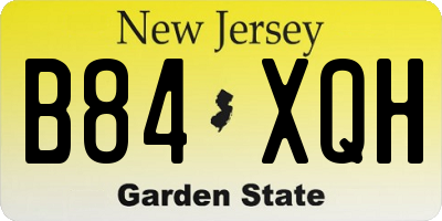 NJ license plate B84XQH