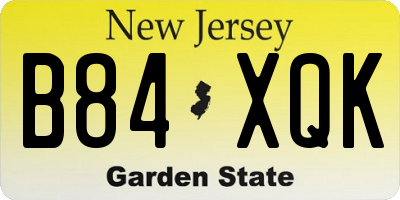 NJ license plate B84XQK