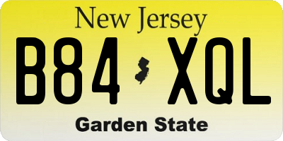 NJ license plate B84XQL