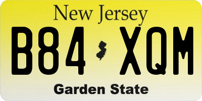NJ license plate B84XQM