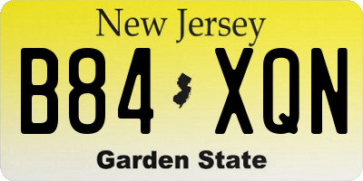 NJ license plate B84XQN