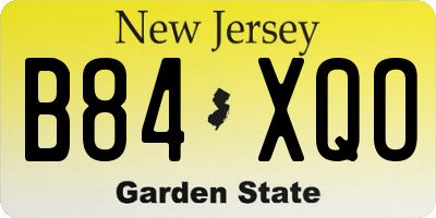 NJ license plate B84XQO