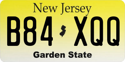 NJ license plate B84XQQ