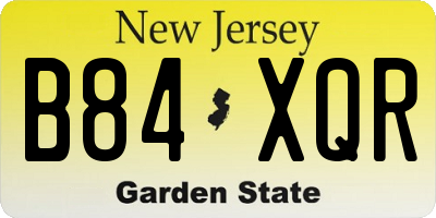 NJ license plate B84XQR