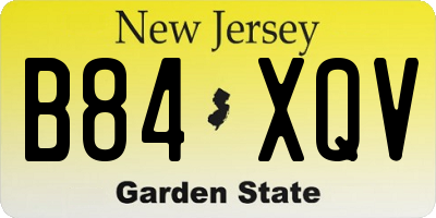 NJ license plate B84XQV