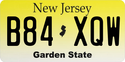NJ license plate B84XQW