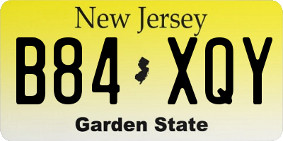NJ license plate B84XQY