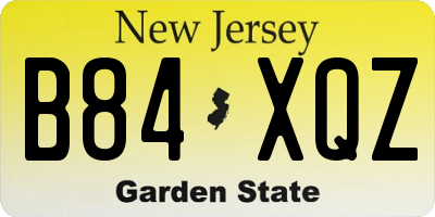 NJ license plate B84XQZ