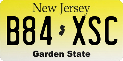 NJ license plate B84XSC
