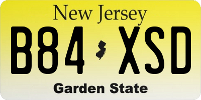 NJ license plate B84XSD