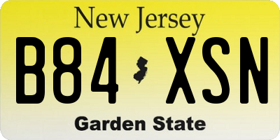 NJ license plate B84XSN