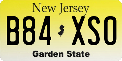 NJ license plate B84XSO