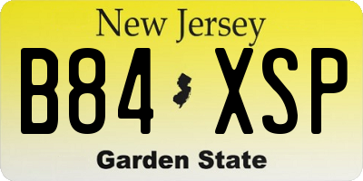 NJ license plate B84XSP