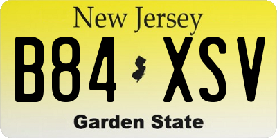 NJ license plate B84XSV