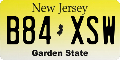 NJ license plate B84XSW