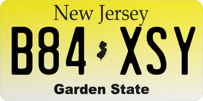 NJ license plate B84XSY