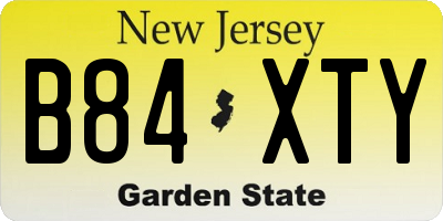 NJ license plate B84XTY
