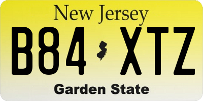 NJ license plate B84XTZ