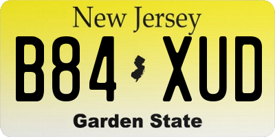 NJ license plate B84XUD