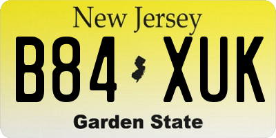NJ license plate B84XUK