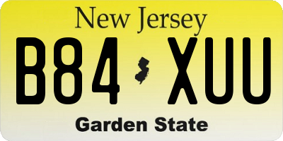 NJ license plate B84XUU
