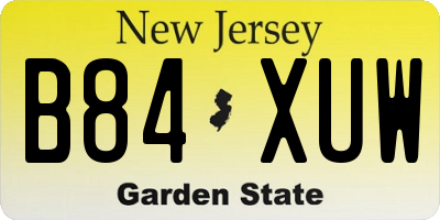 NJ license plate B84XUW
