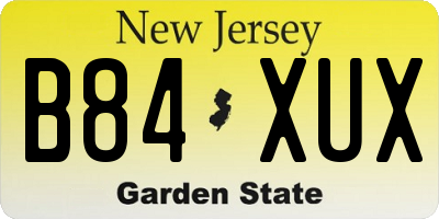 NJ license plate B84XUX
