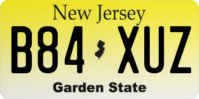 NJ license plate B84XUZ