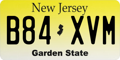 NJ license plate B84XVM