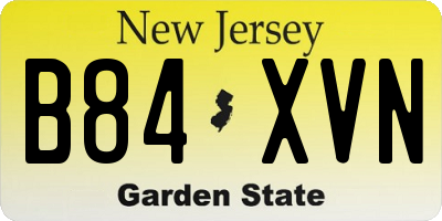 NJ license plate B84XVN
