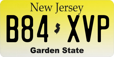 NJ license plate B84XVP