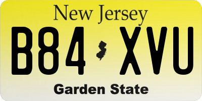 NJ license plate B84XVU