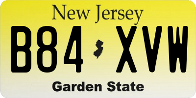 NJ license plate B84XVW
