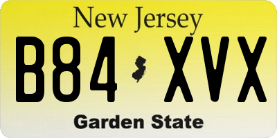 NJ license plate B84XVX