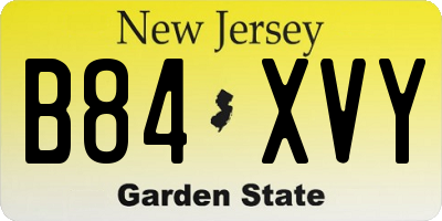 NJ license plate B84XVY