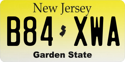 NJ license plate B84XWA