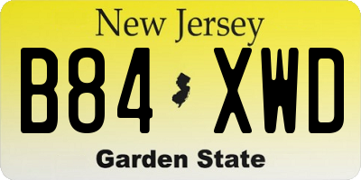 NJ license plate B84XWD