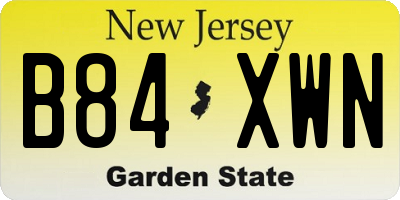 NJ license plate B84XWN