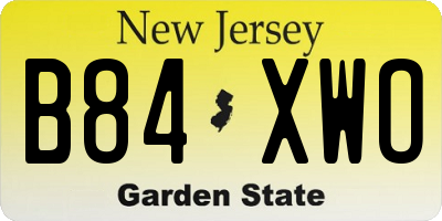 NJ license plate B84XWO