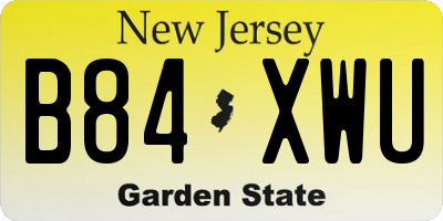 NJ license plate B84XWU