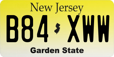 NJ license plate B84XWW