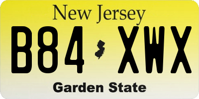 NJ license plate B84XWX