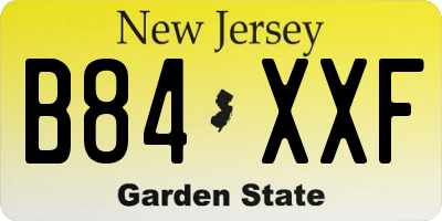 NJ license plate B84XXF